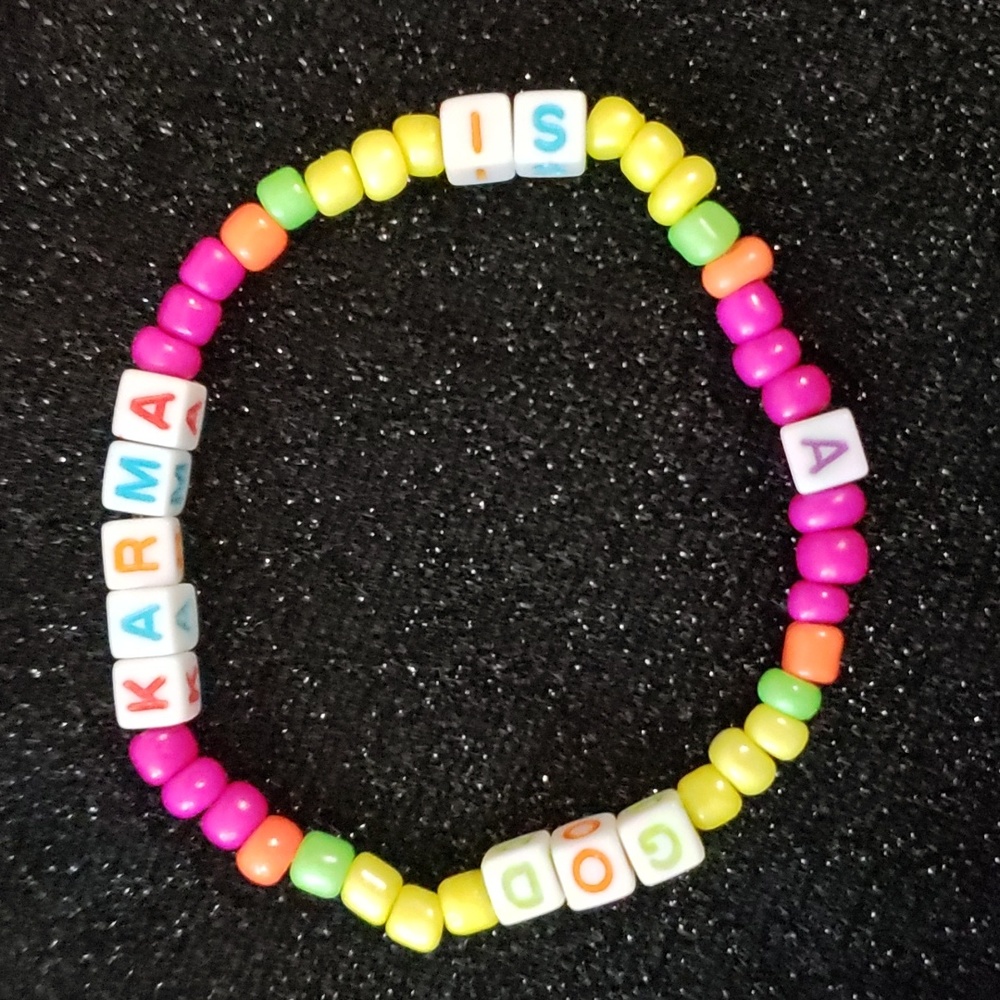Taylor Swift Karma Lyrics Elastic Beaded Bracelet Handmade